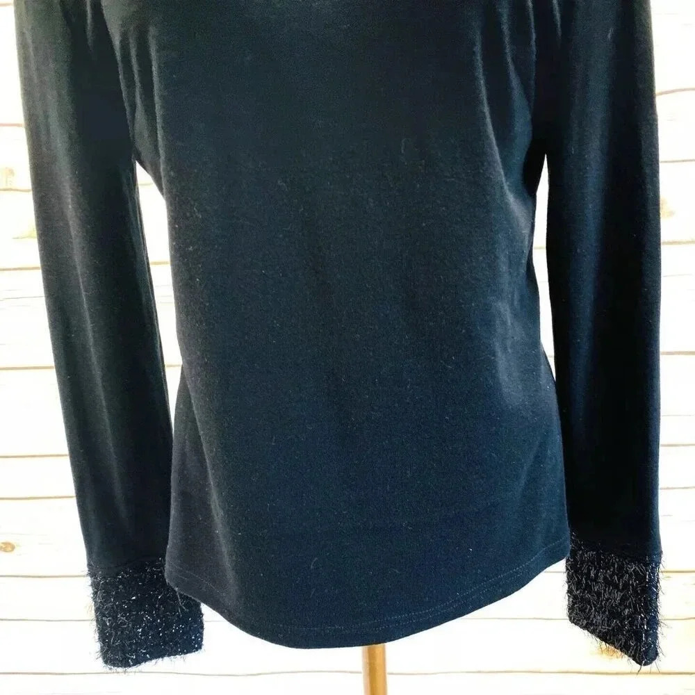 TARG YUAR BA Women Long Sleeve Pullover Black Turtleneck Shirt Top Size Medium - Picture 4 of 11